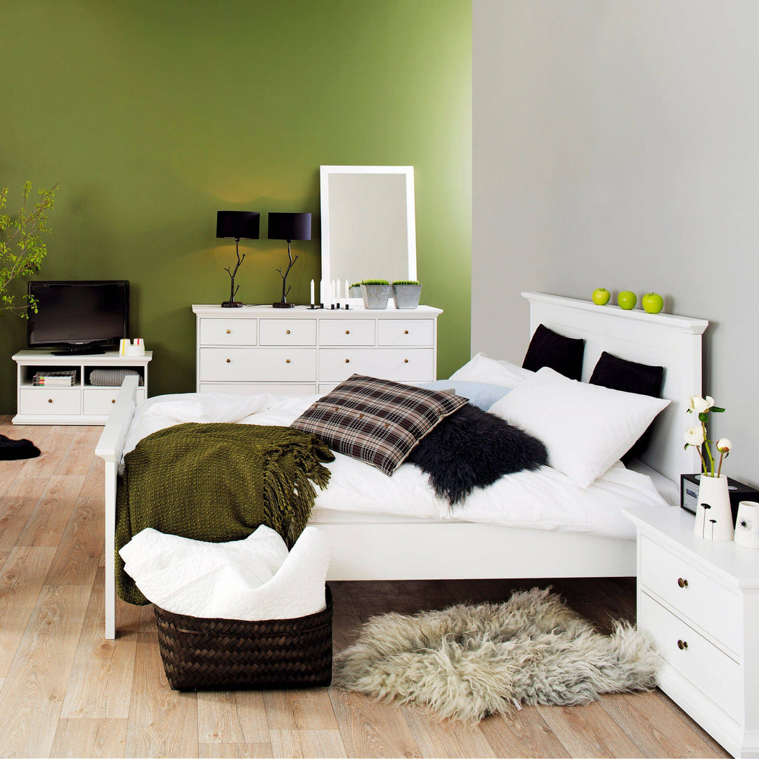 Paris Double Bed (140 x 200) in White - TidySpaces