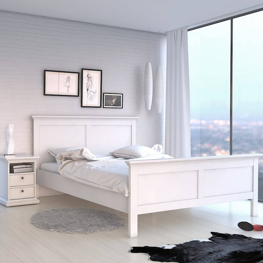 Paris Double Bed (140 x 200) in White - TidySpaces