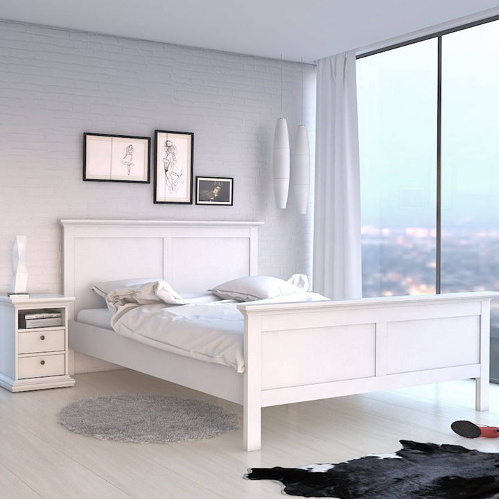 Paris Double Bed (140 x 200) in White - TidySpaces