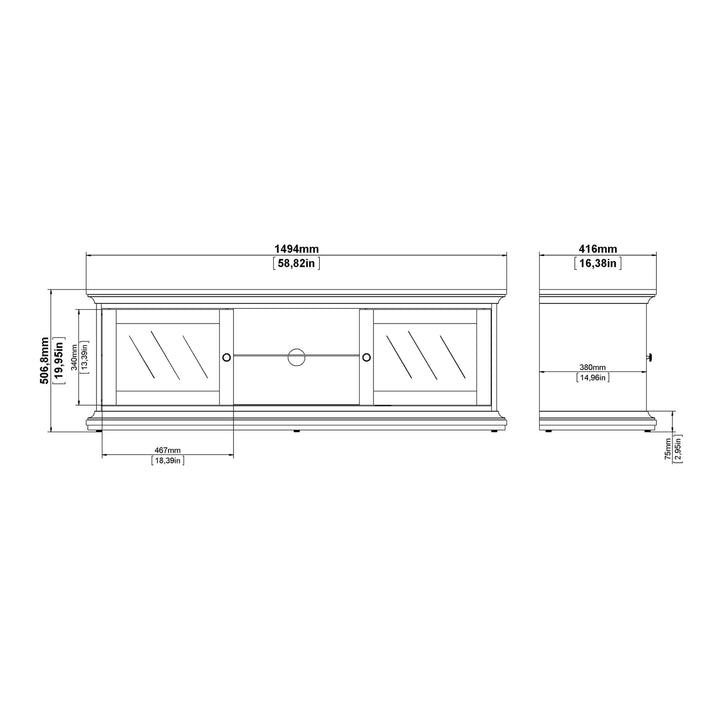 Paris TV Unit - Wide - 2 Doors 1 Shelf in White - TidySpaces