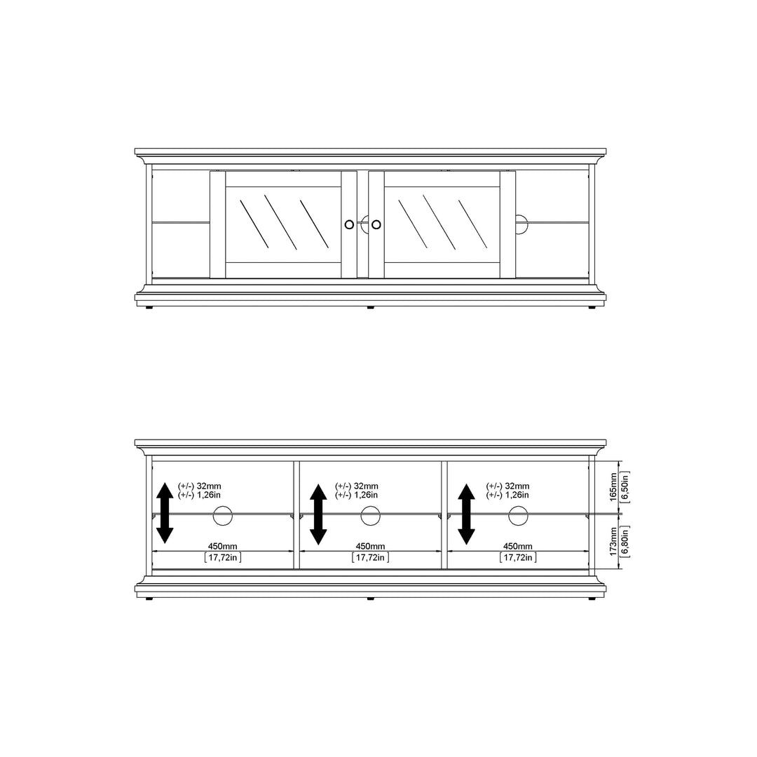 Paris TV Unit - Wide - 2 Doors 1 Shelf in White - TidySpaces