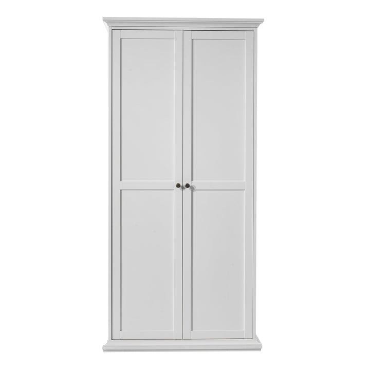 Paris Wardrobe with 2 Doors in White - TidySpaces