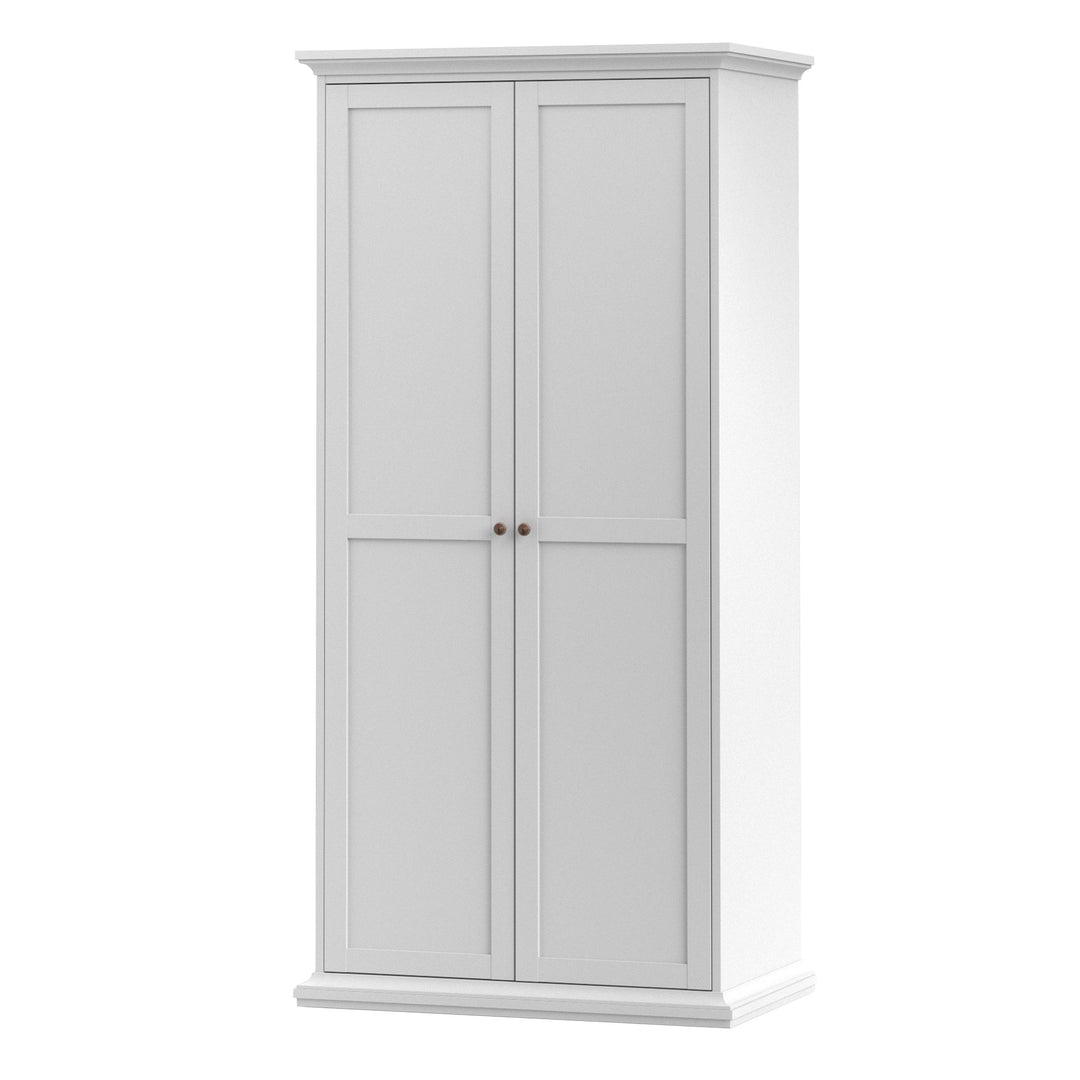 Paris Wardrobe with 2 Doors in White - TidySpaces