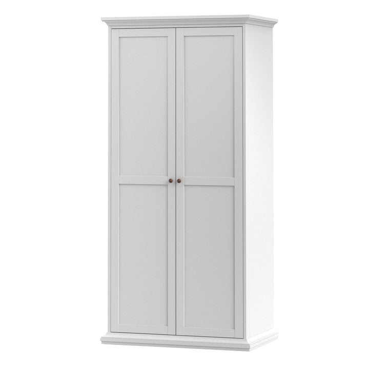 Paris Wardrobe with 2 Doors in White - TidySpaces