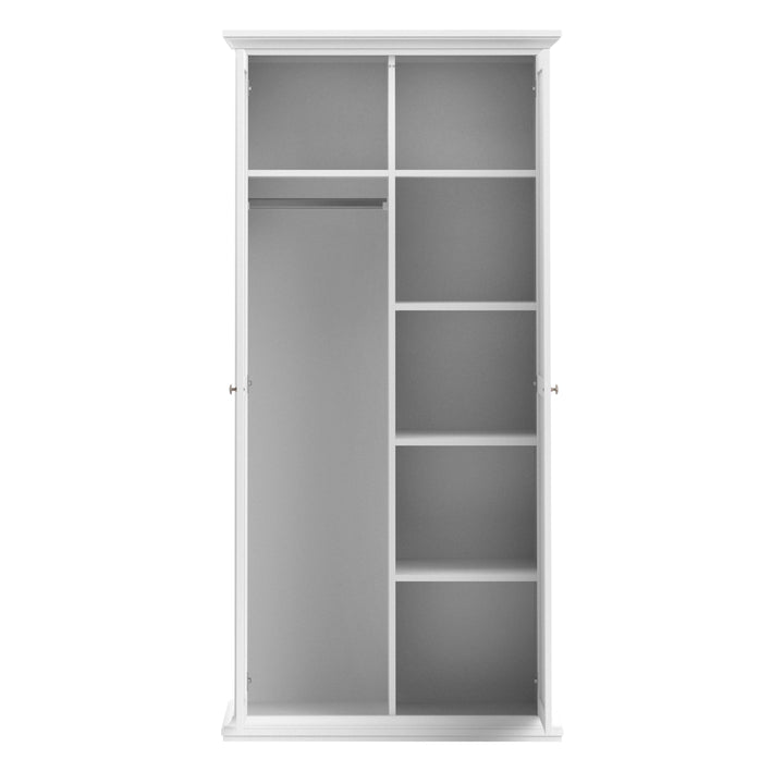 Paris Wardrobe with 2 Doors in White - TidySpaces