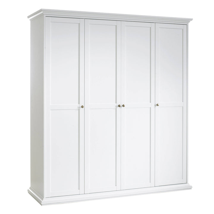 Paris Wardrobe with 4 Doors in White - TidySpaces