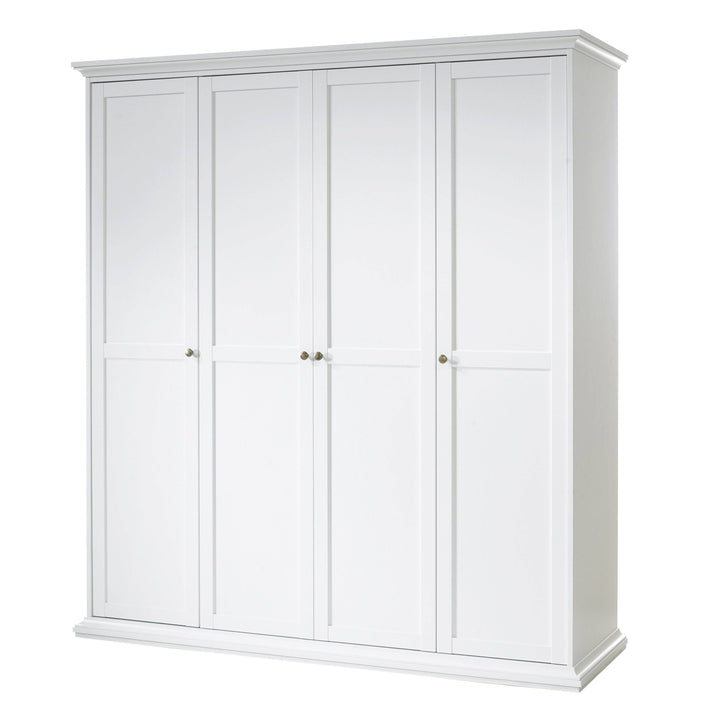 Paris Wardrobe with 4 Doors in White - TidySpaces