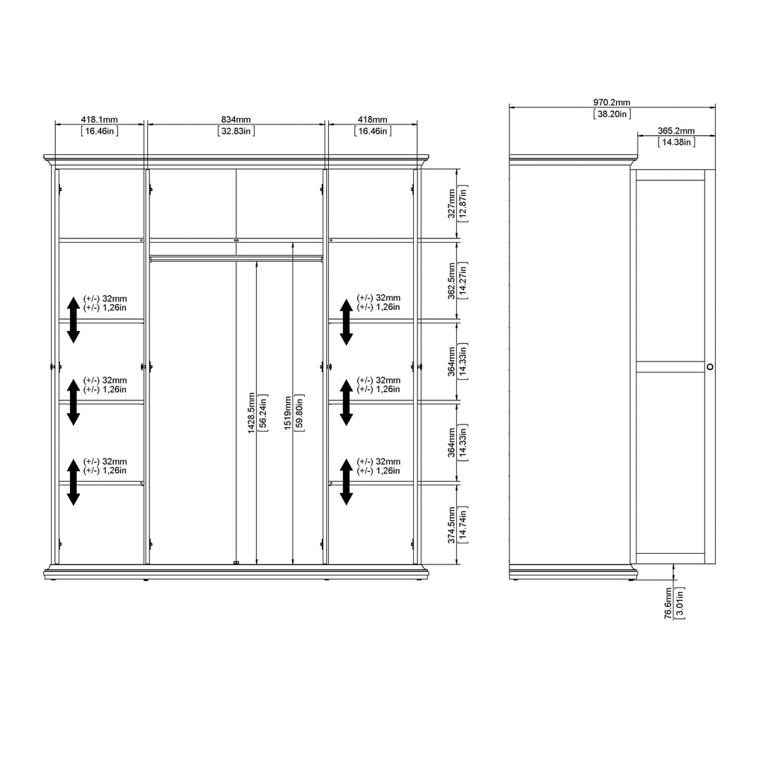 Paris Wardrobe with 4 Doors in White - TidySpaces