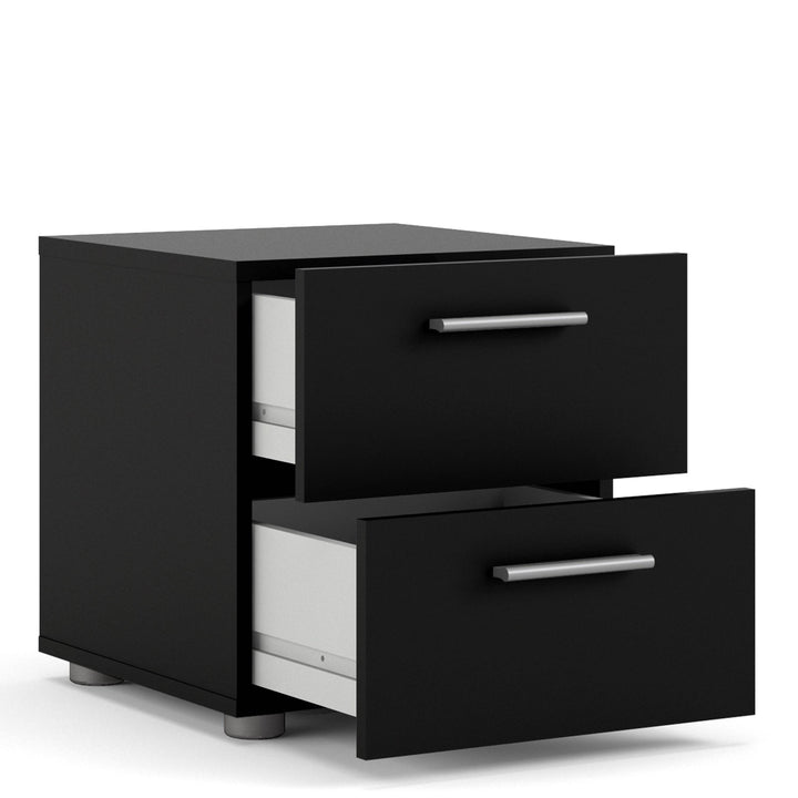 Pepe Bedside 2 Drawers in Black - TidySpaces