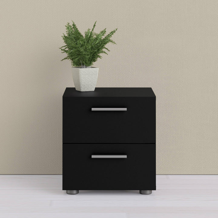 Pepe Bedside 2 Drawers in Black - TidySpaces