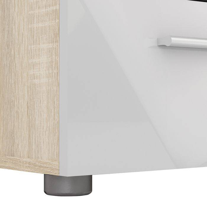 Pepe Bedside 2 Drawers in Oak with White High Gloss - TidySpaces