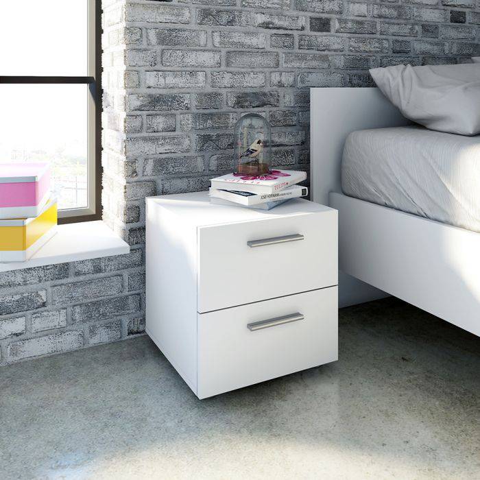 Pepe Bedside 2 Drawers in White - TidySpaces