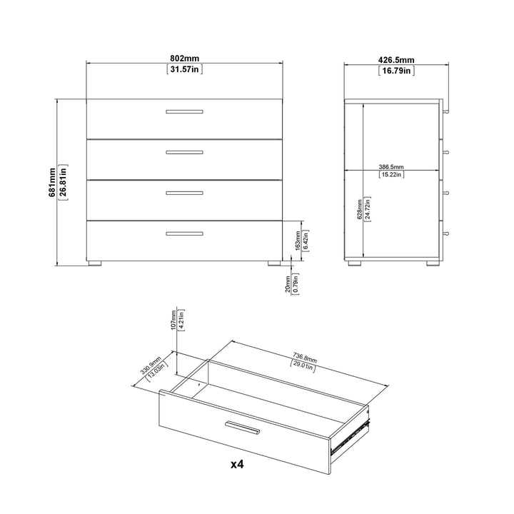 Pepe Chest of 4 Drawers in Oak - TidySpaces