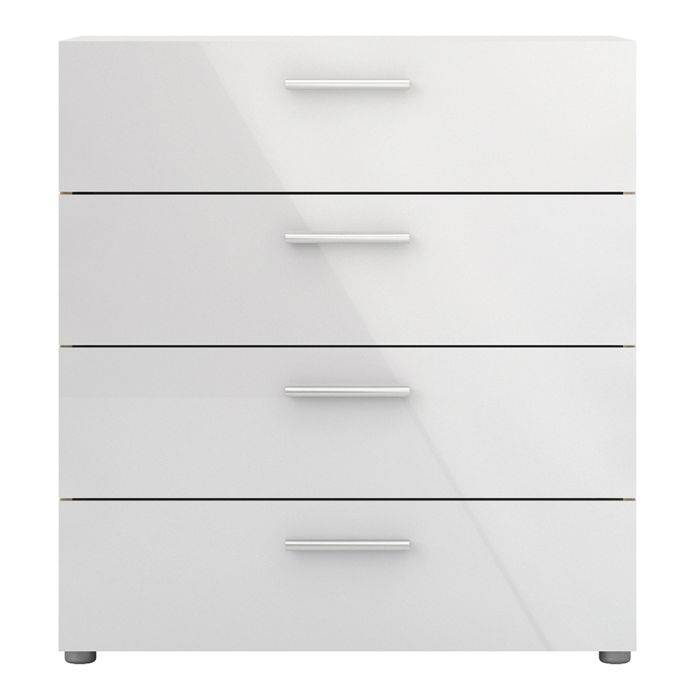 Pepe Chest of 4 Drawers in Oak with White High Gloss - TidySpaces