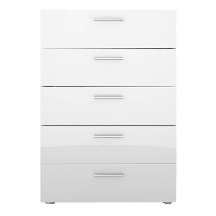 Pepe Chest of 5 Drawers in Oak with White High Gloss - TidySpaces