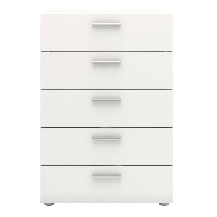 Pepe Chest of 5 Drawers in White - TidySpaces