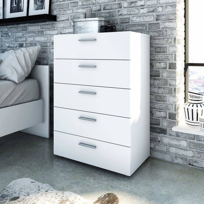 Pepe Chest of 5 Drawers in White - TidySpaces