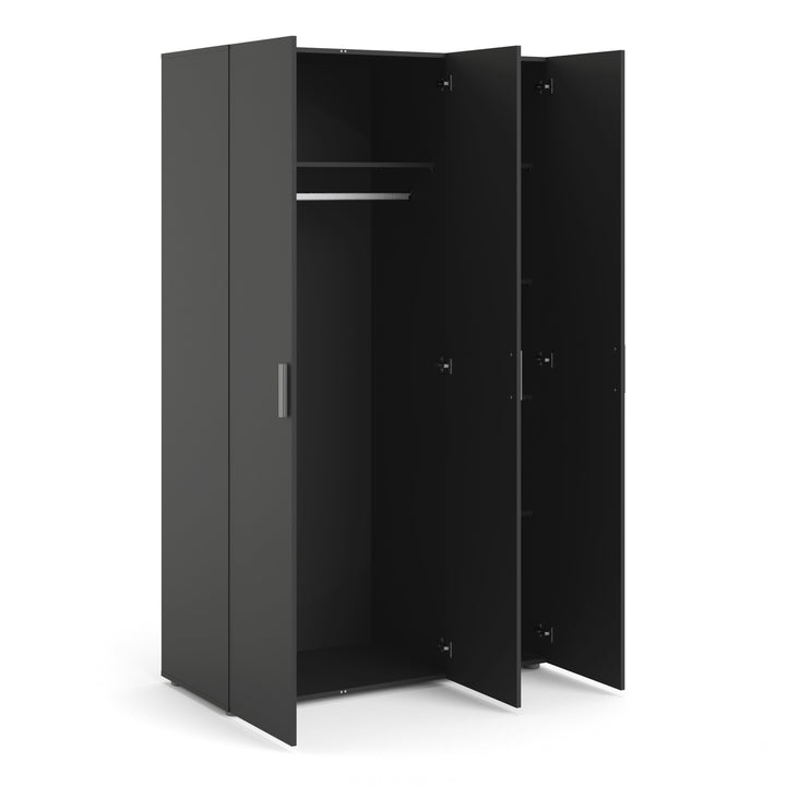 Pepe Wardrobe with 3 doors in Black - TidySpaces