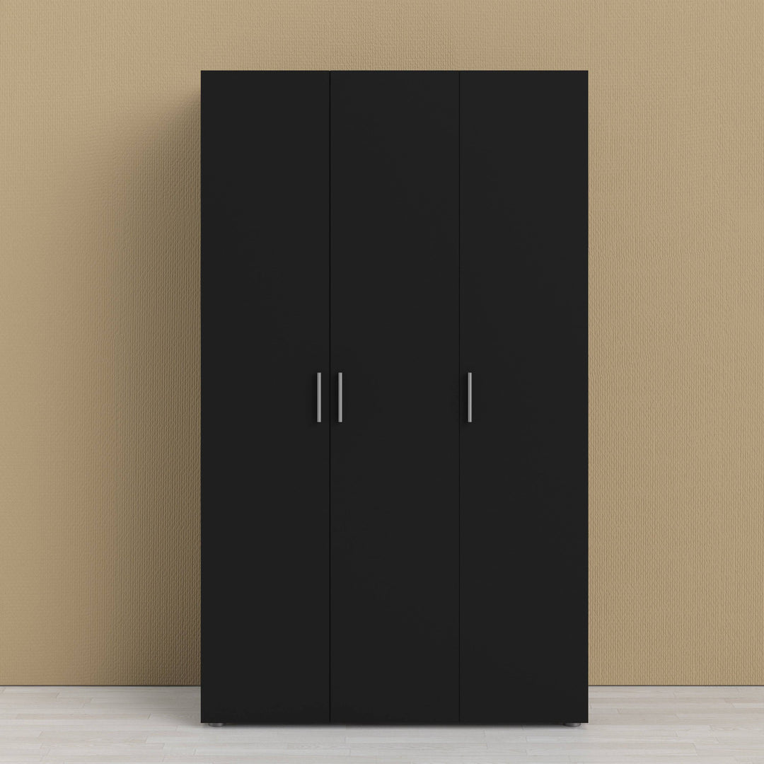 Pepe Wardrobe with 3 doors in Black - TidySpaces
