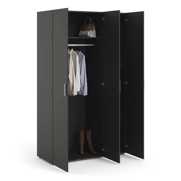 Pepe Wardrobe with 3 doors in Black - TidySpaces