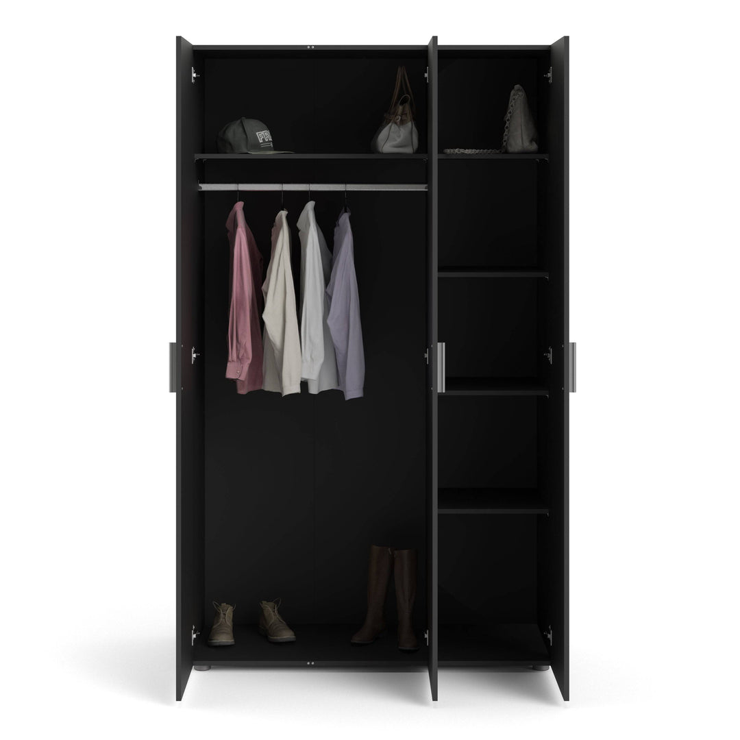 Pepe Wardrobe with 3 doors in Black - TidySpaces