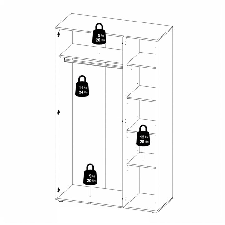 Pepe Wardrobe with 3 doors in Black - TidySpaces