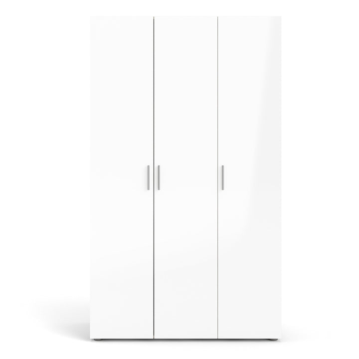 Pepe Wardrobe with 3 doors in Oak with White High Gloss - TidySpaces