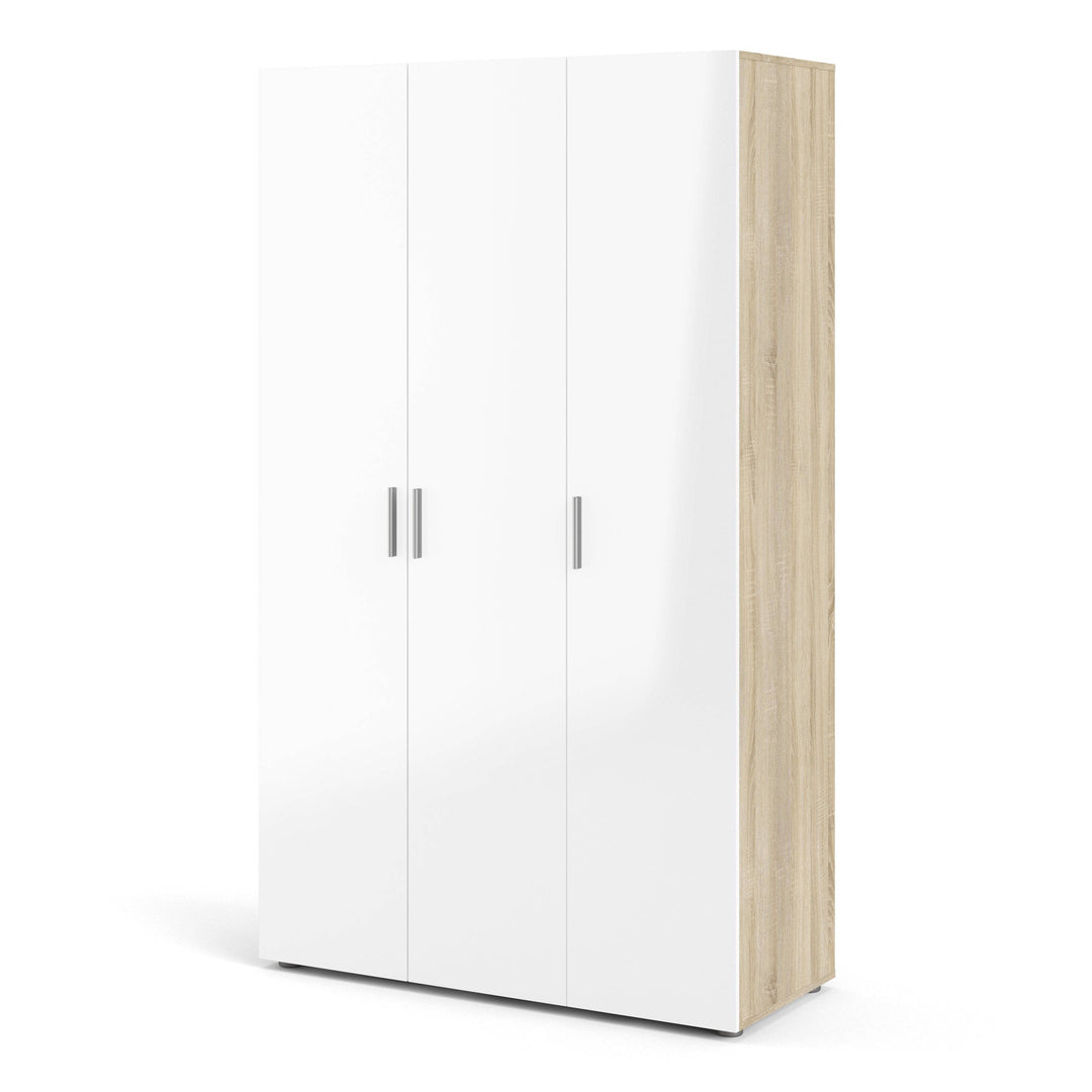 Pepe Wardrobe with 3 doors in Oak with White High Gloss - TidySpaces