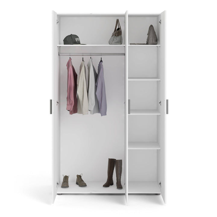 Pepe Wardrobe with 3 doors in White - TidySpaces