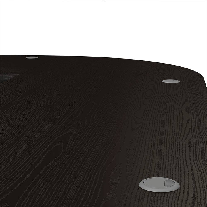 Prima Corner desk top in Black woodgrain with White legs - TidySpaces