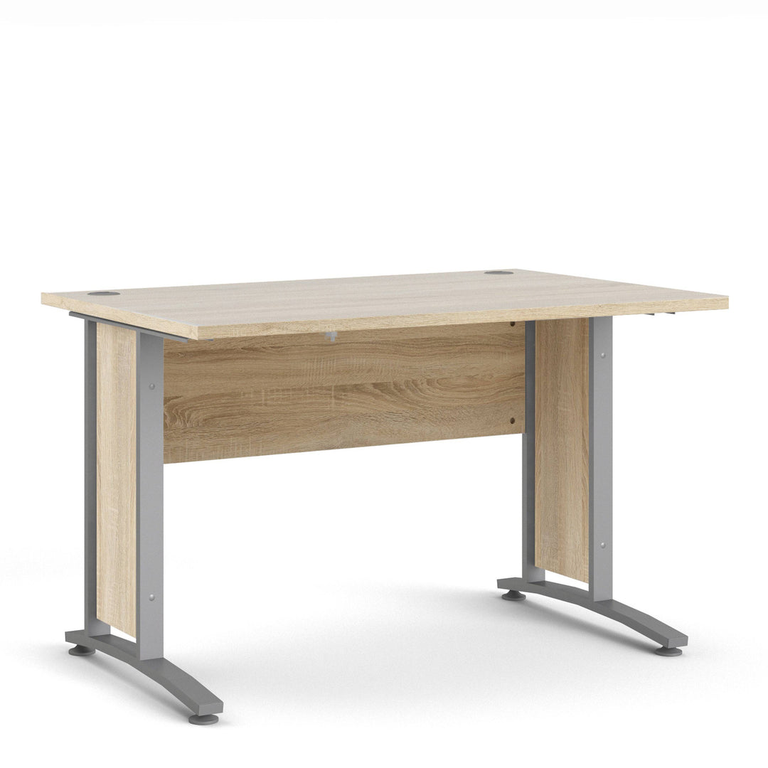 Prima Desk 120 cm in Oak with Silver grey steel legs - TidySpaces