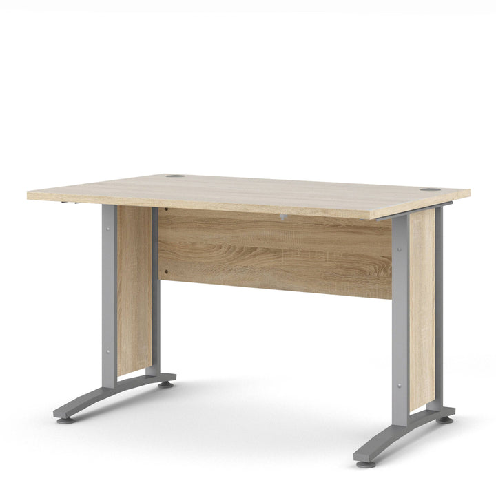 Prima Desk 120 cm in Oak with Silver grey steel legs - TidySpaces