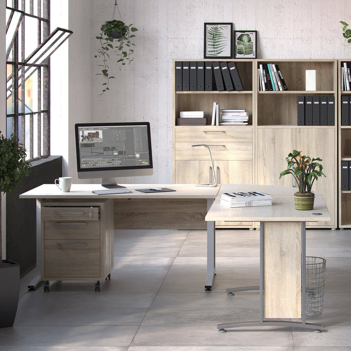 Prima Desk 120 cm in Oak with Silver grey steel legs - TidySpaces