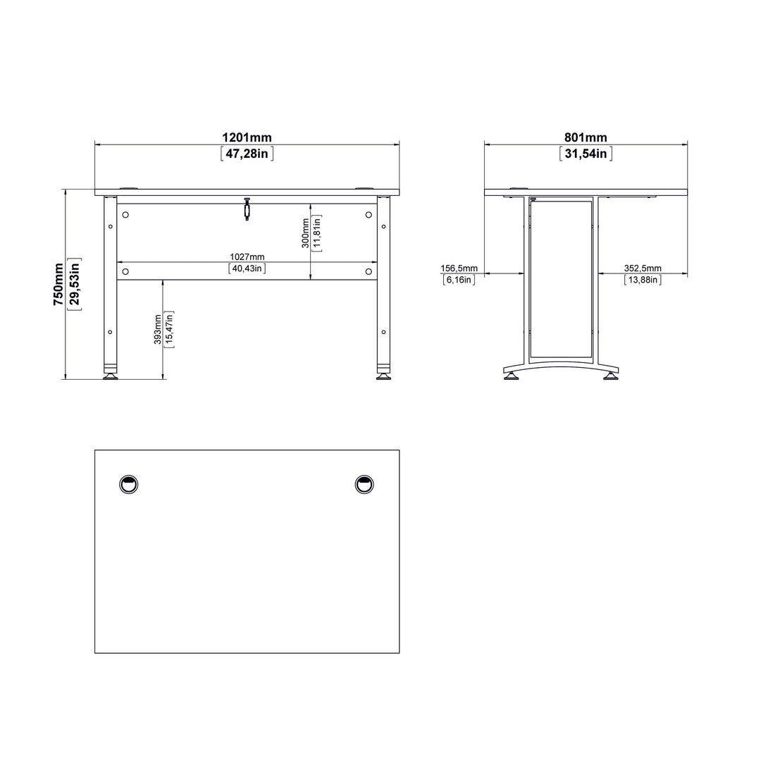 Prima Desk 120 cm in Oak with White legs - TidySpaces