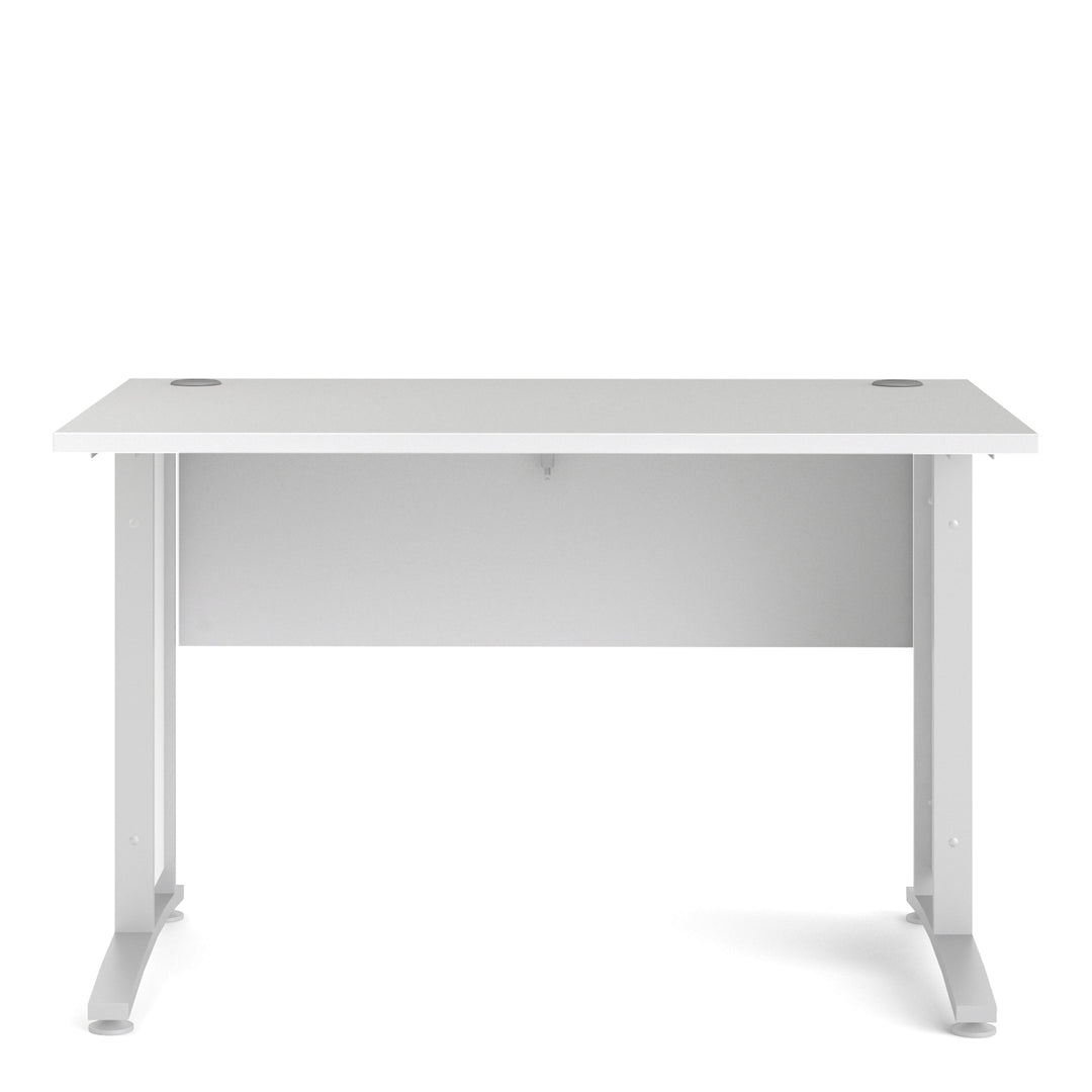 Prima Desk 120 cm in White with White legs - TidySpaces