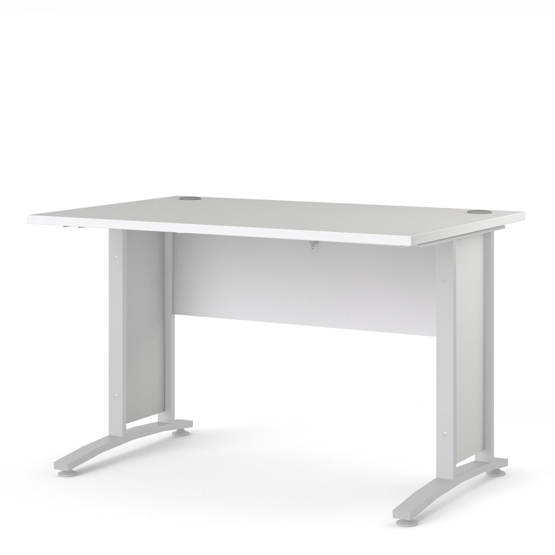 Prima Desk 120 cm in White with White legs - TidySpaces