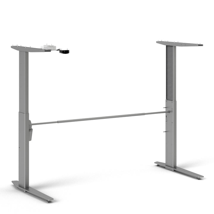 Prima Desk 150 cm in Oak with Height adjustable legs with electric control in Silver grey steel - TidySpaces