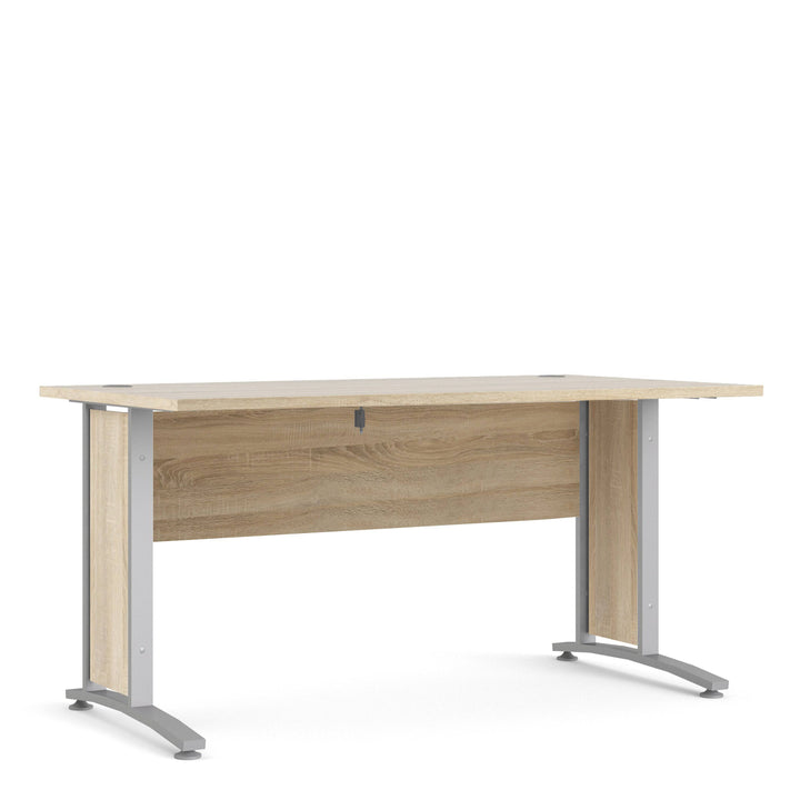 Prima Desk 150 cm in Oak with Silver grey steel legs - TidySpaces