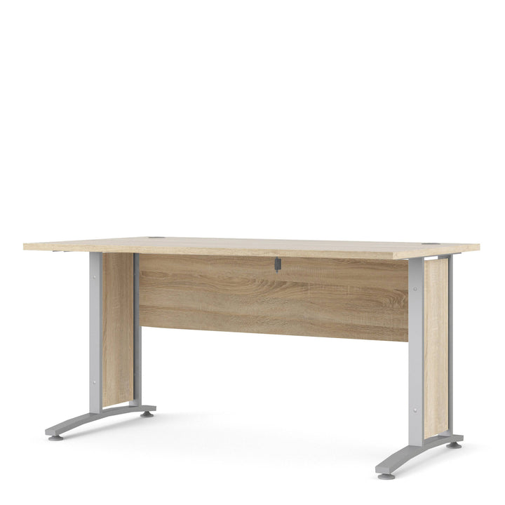 Prima Desk 150 cm in Oak with Silver grey steel legs - TidySpaces