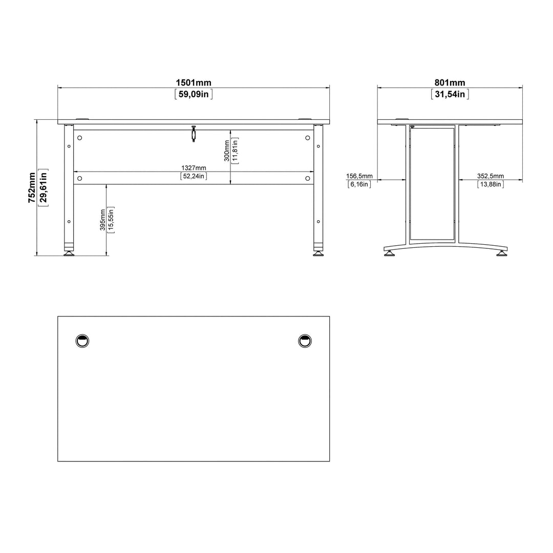 Prima Desk 150 cm in Oak with Silver grey steel legs - TidySpaces