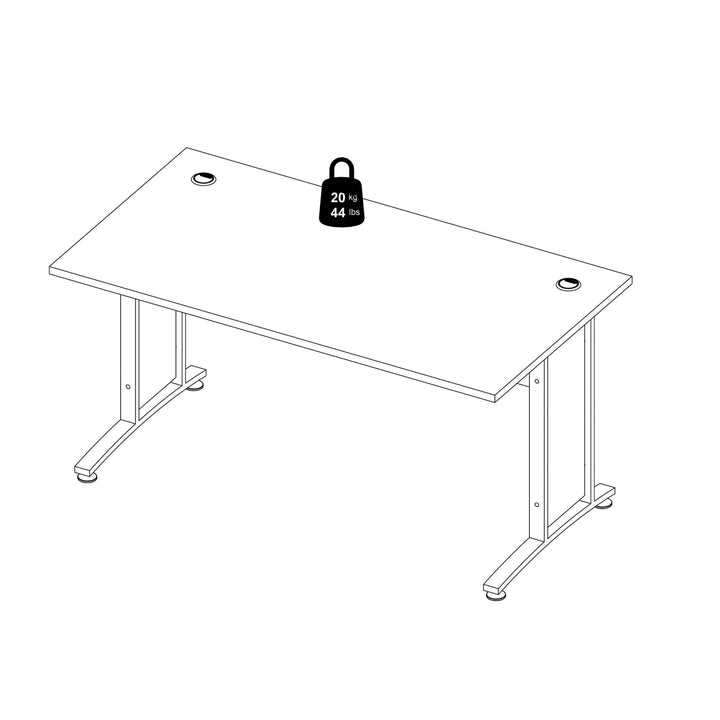 Prima Desk 150 cm in Oak with Silver grey steel legs - TidySpaces