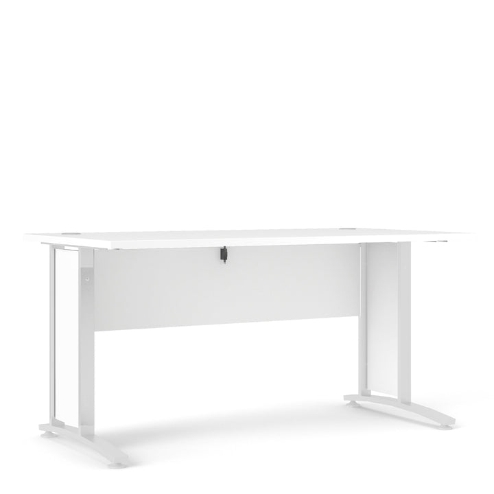 Prima Desk 150 cm in White with White legs - TidySpaces