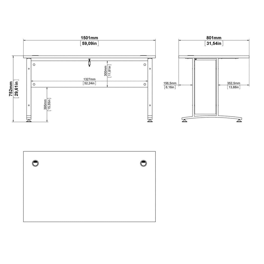 Prima Desk 150 cm in White with White legs - TidySpaces