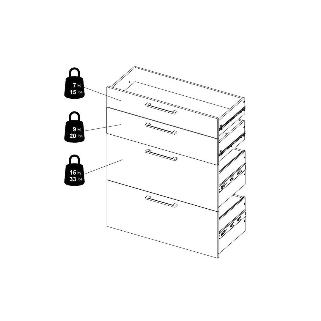 Prima Office Storage With 2 Drawers + 2 File Drawers In Black Woodgrain - TidySpaces