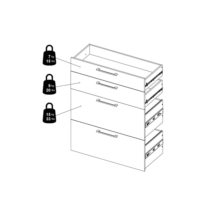 Prima Office Storage With 2 Drawers + 2 File Drawers In Black Woodgrain - TidySpaces