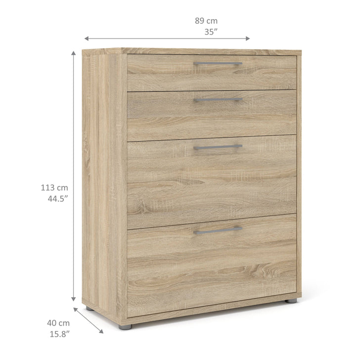 Prima Office Storage With 2 Drawers + 2 File Drawers In Oak - TidySpaces