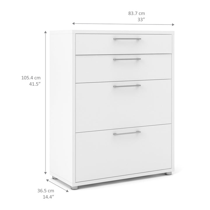 Prima Office Storage With 2 Drawers + 2 File Drawers In White - TidySpaces