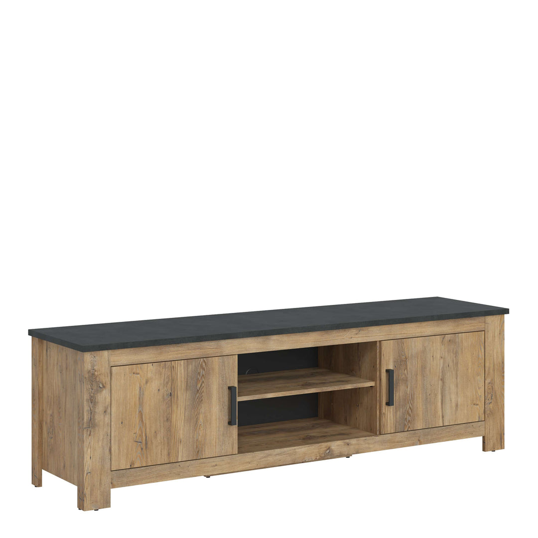 Rapallo 2 door 189 cm wide TV cabinet in Chestnut and Matera Grey - TidySpaces