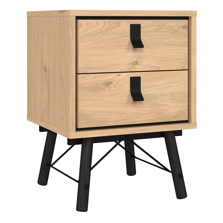 Ry Bedside Cabinet 2 Drawer in Jackson Hickory Oak - TidySpaces