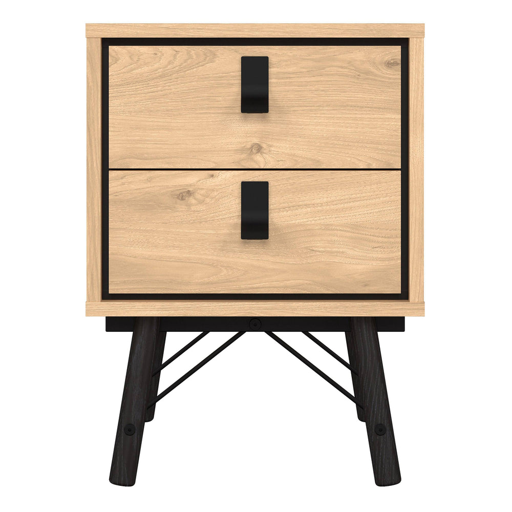 Ry Bedside Cabinet 2 Drawer in Jackson Hickory Oak - TidySpaces